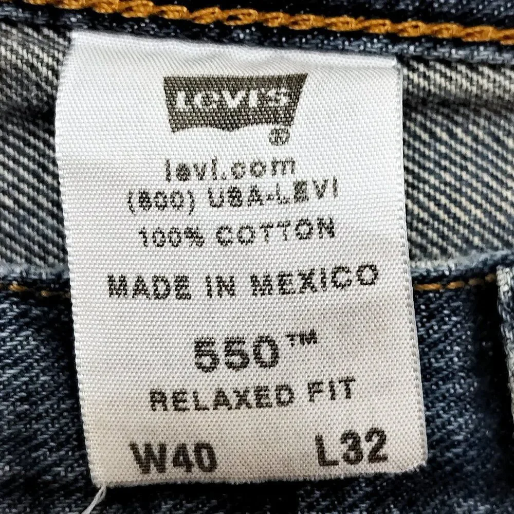 Vintage LEVI'S 550 Relaxed Fit‎ Jeans 90s Y2K Faded Blue Denim Mens Sz 40x32